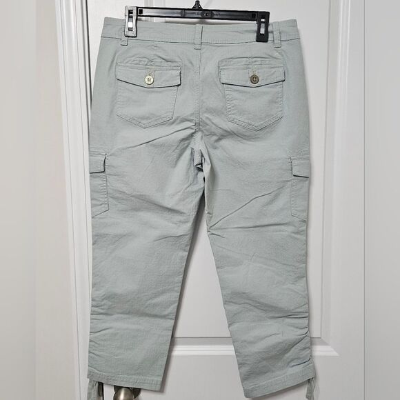 Eddie Bauer Cargo Pants Women’s Size 6 (32x23) Pale Green Cropped Drawstring Leg - Picture 10 of 12